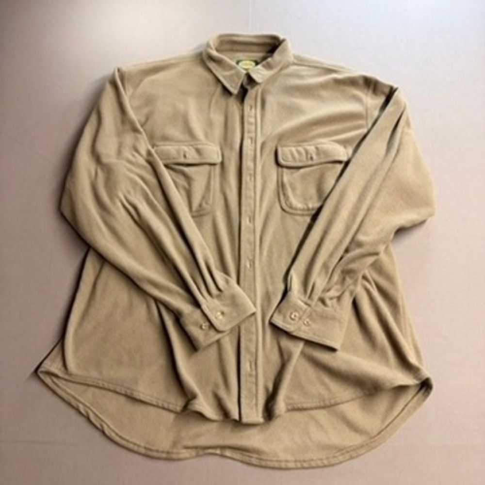 Cabelas Outdoor Gear Mens Fleece Button Up Shirt Tan Khaki XL Long Sleeve